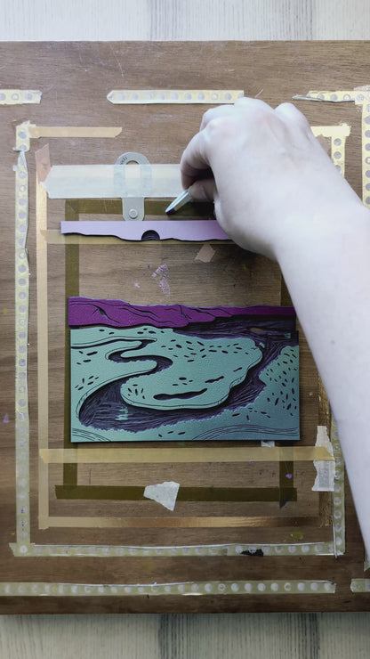 The Jordan River Mixed Media Linocut Print ✷ LIMITED EDITION Print