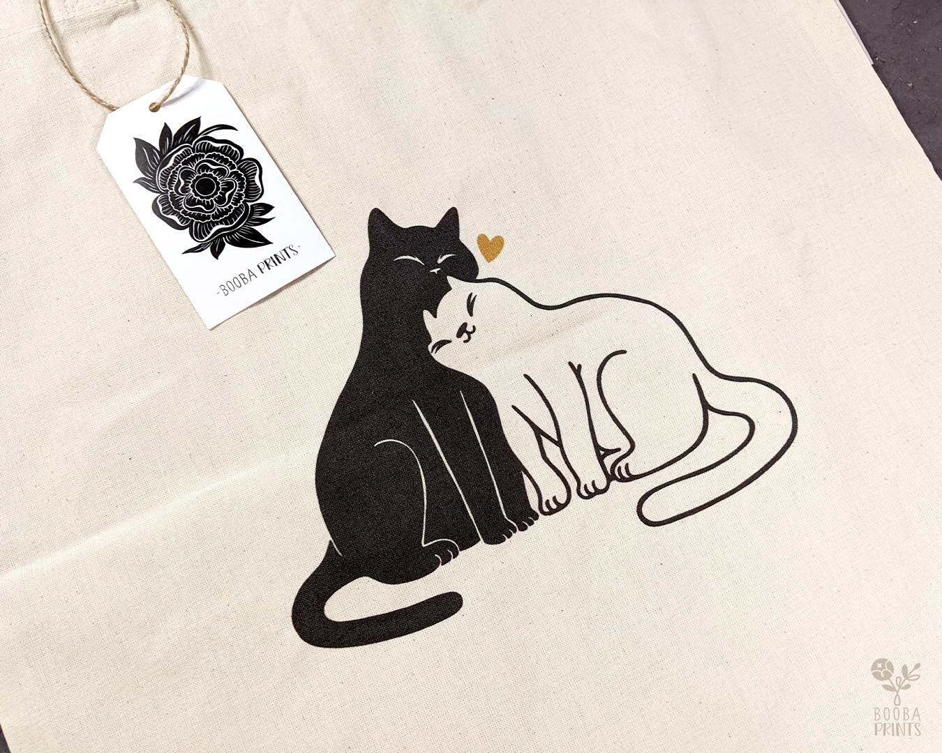 Snuggly Cats Organic Cotton Tote Bag • Booba Prints